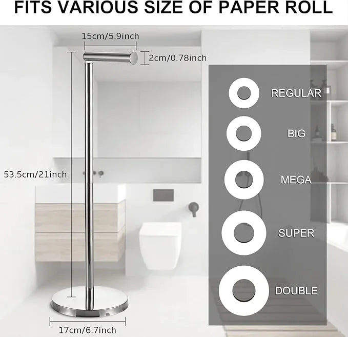 BGL Toilet Paper Holder Brushed Nickel 2 Pack Standing On Floor, Tissue Holder with Reserve Storage Paper Rolls, Free Standing Toilet Paper Holder - ModernBath