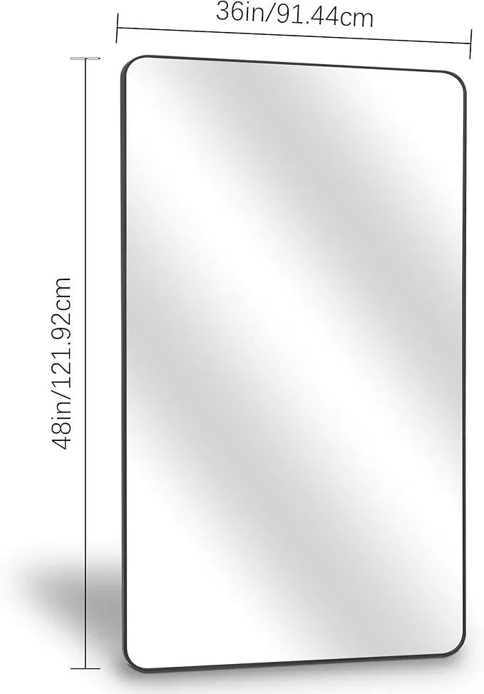 DESBING 36" x 48"Bathroom Mirror, Matte Black Wall Mirror with Metal Frame, Decorative Rectangular Vanity Mirror for Bedroom Bathroom Living Room Entryway (Horizontal/Vertical) - ModernBath