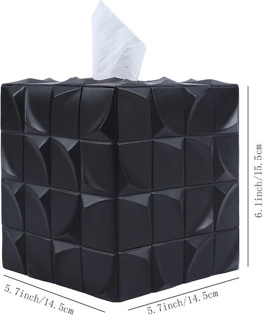 Hymmah Modern Square Tissue Box Cover Holder,Bathroom Accessories Decor Unique Design Tissue Box Cover for Bathroom Vanity Counter Tops Also Great for Bedrooms and Living Rooms