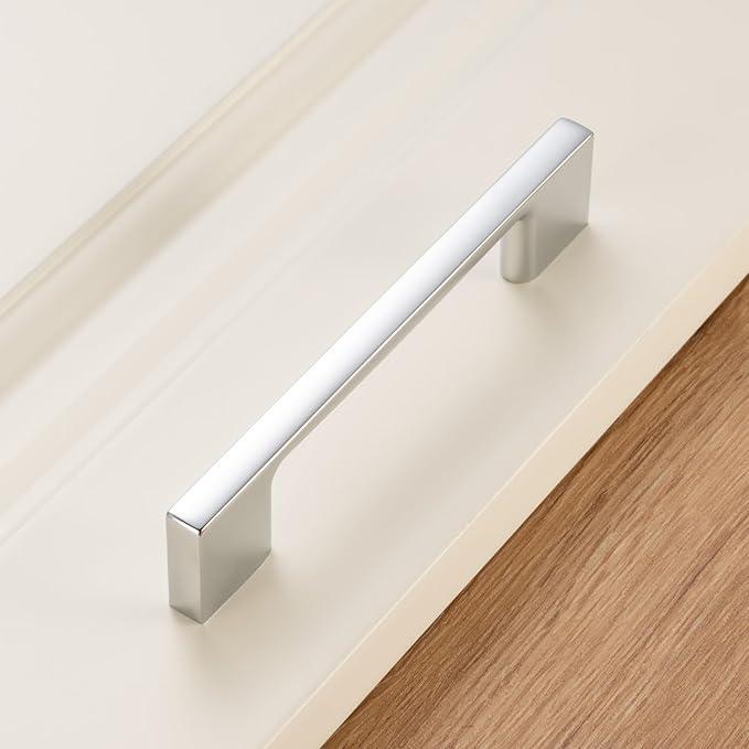 KOOFIZO 10 Pack 3-3/4 Inch Polished Chrome Kitchen Cabinet Pulls Chrome Cabinet Handles Chrome Cabinet Hardware for Kitchen Cabinets Drawer P01 Dresser Cupboard Bedroom Bathroom - ModernBath
