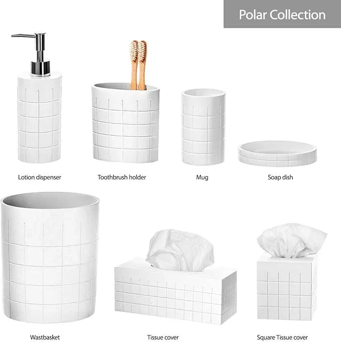 Creative Scents Polar White Small Bathroom Trash Can 1.58 Gal / 6L - Small Oval Waste Basket for Bathroom - Space Friendly Wastebasket Garbage Can for Powder Room, Bedroom or Living Room - ModernBath