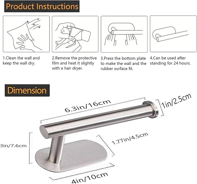 Toilet Paper Holder - Self Adhesive Toilet Paper Holder Wall Mount for Bathroom, SUS 304 Stainless Steel Command Strip Toilet Paper Roll Holder Stick On Wall, No Drilling - Brushed Nickel - ModernBath