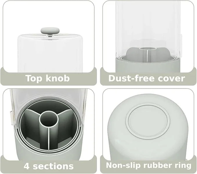 YOOLENS Toothbrush Holder with Cover 360 Rotating 4 Compartments Bathroom Toothpaste Electric Toothbrush Organizer, Light Green - ModernBath