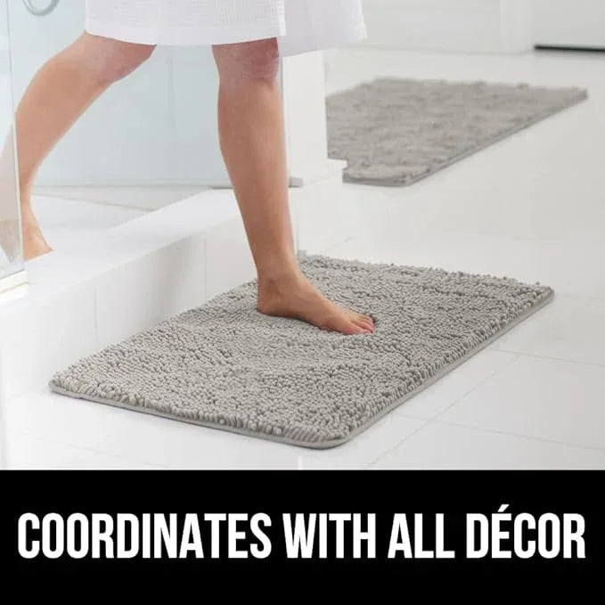 GORILLA GRIP Bathroom Rug Sets, Soft Chenille 2 Piece Area Rugs Set, Toilet Base Mat and 30x20 Carpet, Absorbent Microfiber Washable Mats Dry Quickly, Home Décor and Bath Room Accessories, Light Gray - ModernBath