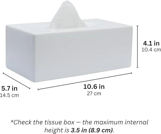 Yew Design Matte White Tissue Box Cover Rectangular, Facial Tissue Dispenser for Bathroom, Kitchen, Bedroom, Office, Hotel, Restaurant, Countertop, Nightstand, Car, and Desk - ModernBath