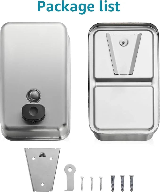 Commercial Wall Mount Soap Dispenser - Stainless Steel Bathroom Hand Soap 38.8oz Liquid - Anti-Leak Pump and Large Capacity Brushed Refillable - ModernBath