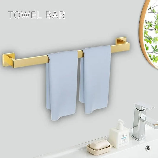 Brushed Gold Towel Bar Set Towel Holder Set,10-Piece Gold Bathroom Hardware Accessories Set,Stainless Steel Towel Rack Set for Bathroom Wall-Mounted,23.6-Inch - ModernBath