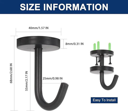 NearMoon Coat Hooks, Wall Mount Hooks for Hanging Hat Hurse Robe, 304 Stainless Steel Heavy Duty Towel Hangers for Bathroom Livingroom Kitchen-Ceiling Hook, 6 Pack (2 Inch, Matte Black) - ModernBath