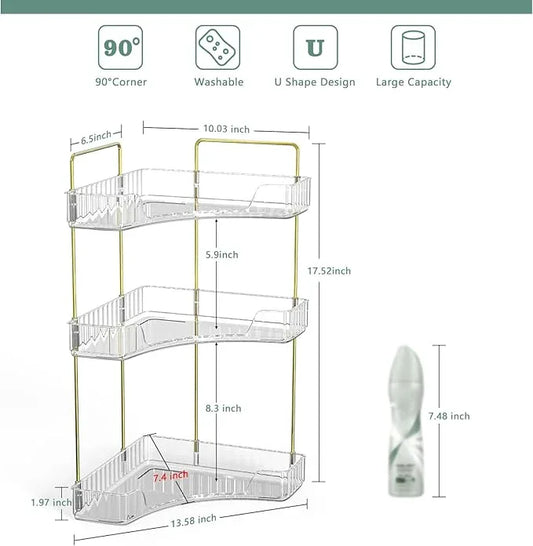 Webetop Corner Bathroom Counter Organizer 3 Tier Bathroom Countertop Organizers Shelf Makeup Organizer for Vanity Perfume Tray for Corner Storage Skincare, Cosmetic, Dresser, Kitchen Spice Rack - ModernBath