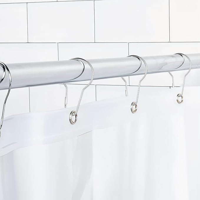 300 Pcs Metal Shower Curtain Hooks Rust Proof Hanging Shower Clips Curtain Rings Practical Hanger for Home Bathroom Bedroom Kitchen Rods Application (Silver)