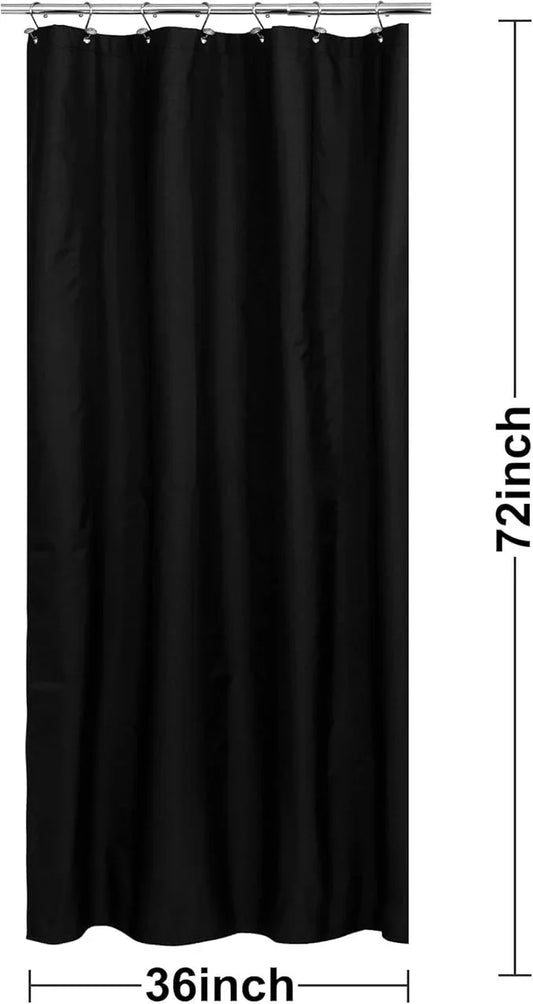 N&Y HOME Fabric Shower Stall Curtain or Liner 36 x 72 Inches - Hotel Quality, Machine Washable - Black, 36x72 - ModernBath