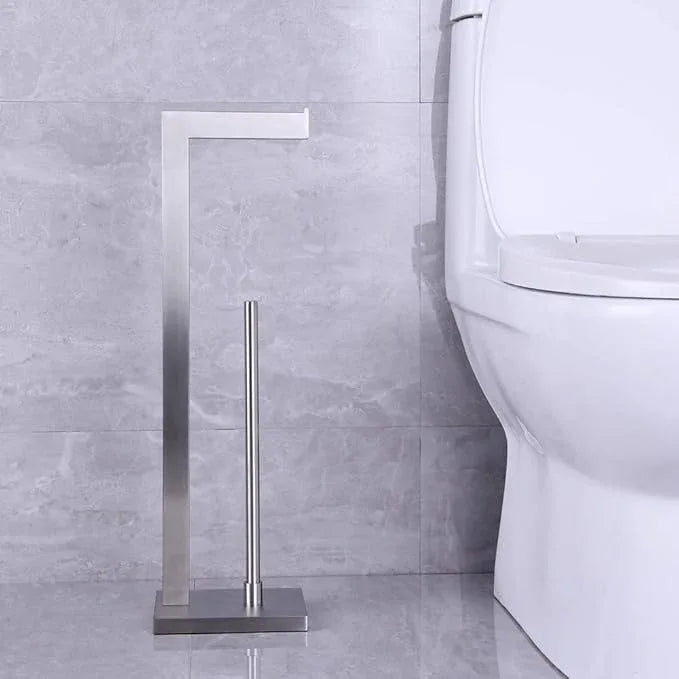 kimzcn Free Standing Toilet Paper Holder Stand with Reserve, Bathroom Tissue Dispenser Paper Roll Storage Holder Stand for Jumbo Roll, Stainless Steel Rustproof Brushed Finish - ModernBath