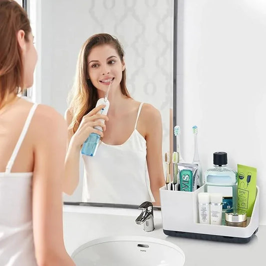 PARKMANI Bathroom Counter Organizer, Bathroom Organizers and Storage, Detachable Toothbrush Holders for Bathroom Vanity Sink Organizer (White) - ModernBath