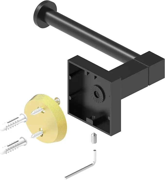 RUACQ Toilet Paper Holder Wall Mount,Square Base Tissue Roll Holder for Bathroom,Toilet Roll Holder Stainless Steel(Matte Black) - ModernBath