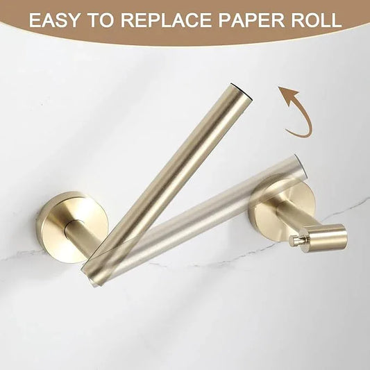 BGL Toilet Paper Holder Brushed Gold Wall Mount, Bathroom Toilet Paper Holder Brushed Nickel SUS 304 Stainless Steel, Double Post Pivoting Toilet Paper Roll Holder for Bathroom RV - ModernBath