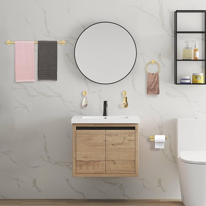 DUMDER 10-Piece Gold Bathroom Hardware Accessories Set-Brushed Gold Towel Bar Set,SUS304 Stainless Steel Towel Rack Set for Bathroom-Wall Mounted,23.6-Inch Towel Holder Set