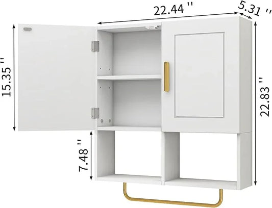 Wall Mounted Bathroom Storage Cabinet Medicine Cabinet with Adjustable Shelves & Towel Bar for Bathroom, Laundry Room, Bedroom, Enterway - ModernBath