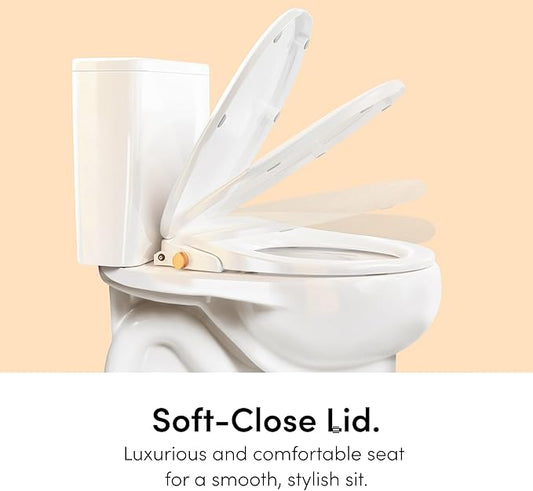 TUSHY Oasis Non-Electric Warm Water Bidet Seat (Round) | Self-Cleaning Dual Nozzles, Adjustable Temp & Pressure | 10-Min DIY Install, Soft-Close Lid, Sleek Design, Spa-Like Comfort, Platinum Knob