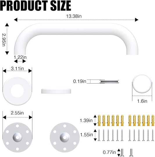 ROTHLEY 12 Inch Grab Bar for Bathtubs and Showers: Stainless Steel Shower Grab Bar Wall Mounted Shower Handle with Concealed Screws for Handicapped Elderly and Seniors (Matte White)