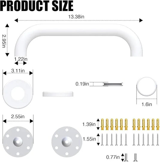 ROTHLEY 12 Inch Grab Bar for Bathtubs and Showers: Stainless Steel Shower Grab Bar Wall Mounted Shower Handle with Concealed Screws for Handicapped Elderly and Seniors (Matte White) - ModernBath