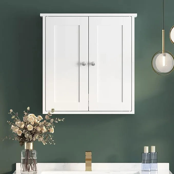 22x23 Bathroom Wall Cabinet,Medicine Cabinet for Bathroom Cabinet Wall Mounted,Over The Toilet Storage Cabinet with 2 Door,Surface Mount Medicine Cabinet for Laundry Room/Restroom,White - ModernBath