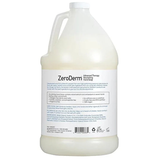 Ginger Lily Farms Botanicals ZeroDerm Advanced Therapy Nourishing Liquid Hand Soap Refill 100% Vegan Cruelty-Free Fragrance-Free, Unscented, 128 Fl Oz - ModernBath