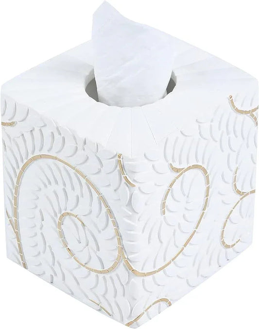 Hymmah Modern Square Tissue Box Cover Holder,Bathroom Accessories Decor Unique Design Tissue Box Cover for Bathroom Vanity Counter Tops Also Great for Bedrooms and Living Rooms - ModernBath