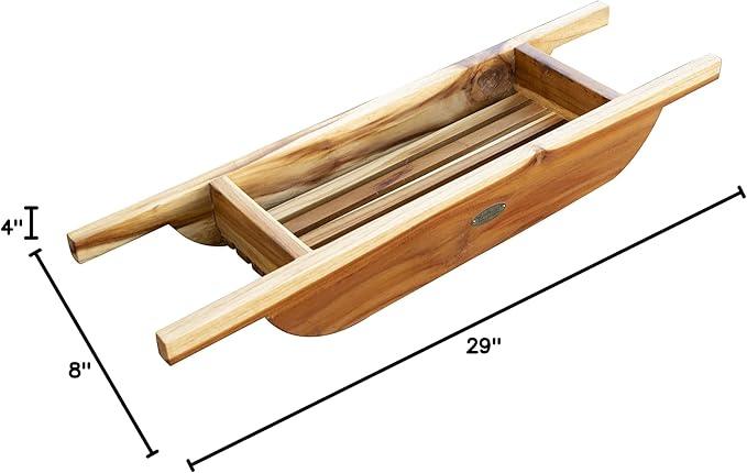 EcoDecors, 29 inch, Bath Tray for Tub, Bath Tub Tray Wood, Bathtub Table, Caddy for Bathtub in Natural Teak - ModernBath