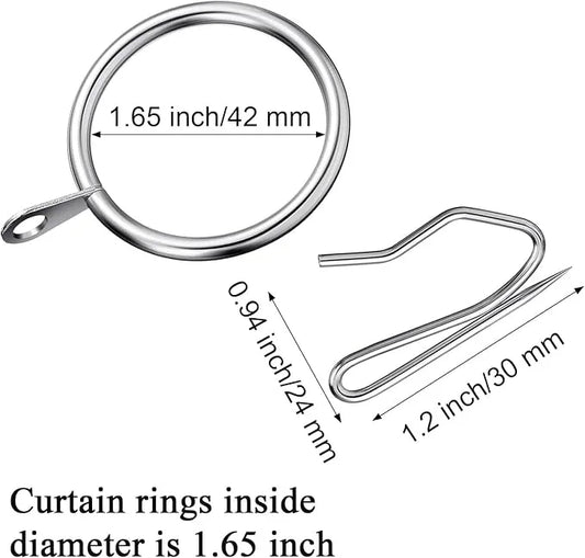 Qunclay 100 Set 1.65 Inch Metal Curtain Rings with Eyelets Curtain Hooks for Drapes and Metal Drapery Pin Drapery Hooks for Window Door Shower Bathroom Rings (Silver) - ModernBath