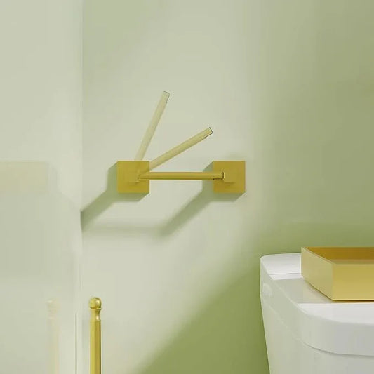 Ruacq Brushed Gold Toilet Paper Holder Towel Ring Bathroom Accessories Hardware Set Double Post Pivoting Toilet Roll Holder Square Stainless Steel and Zinc Alloy Modern Wall Mounted 2 Pieces - ModernBath
