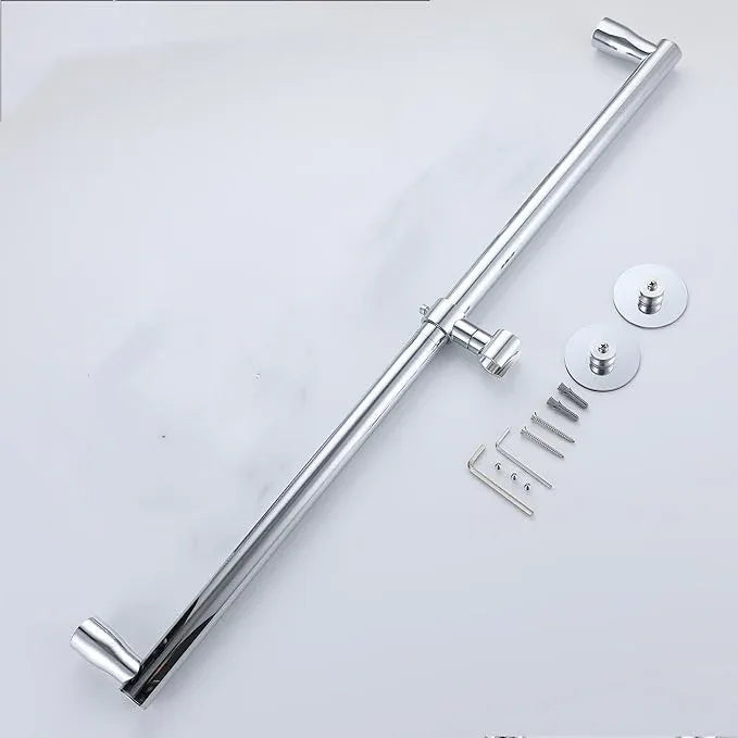 RRAJJ Shower Slide bar That is Installed by pasting or Punching Holes,Adjustable Height 28 inch of All SUS304 Stainless Steel Shower Head Holder(All Stainless Steel- Chrome) - ModernBath