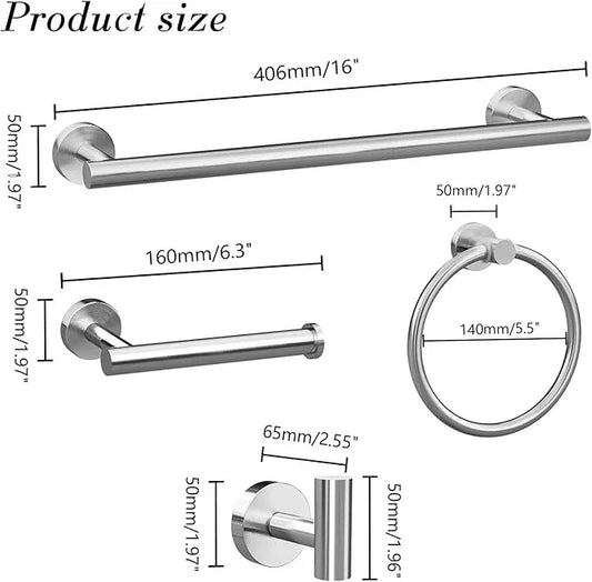 5-Pieces Brushed Nickel Bathroom Accessories Set, Stainless Steel Bathroom Hardware Set, Bath Towel Bar Set, Towel Racks for Bathroom Wall Mounted. - ModernBath