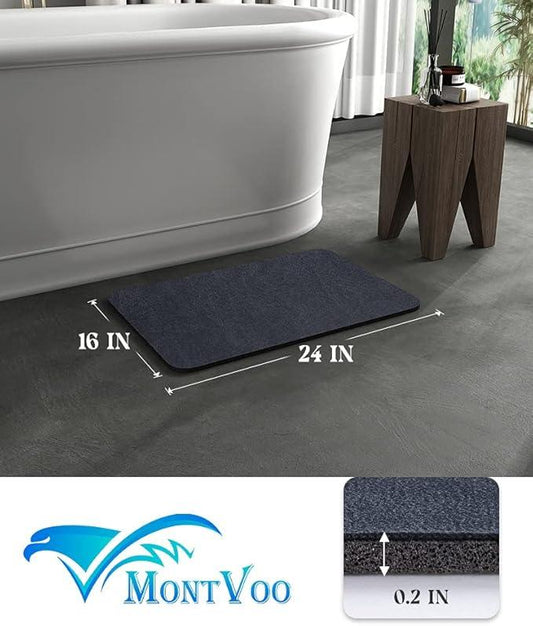 MontVoo -Bath Mat Rug-Rubber Backing Non Slip Quick Dry Absorbent Thin Bathroom Rugs Fit Under Door-Faux Suede Surface Bathroom Floor Mats-Shower Rug for in Front of Bathtub Shower Navy 16"x24" - ModernBath