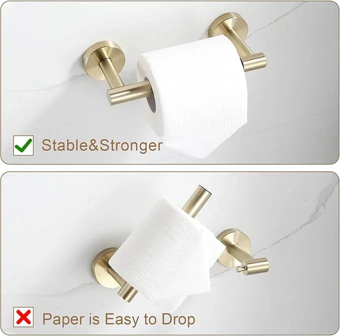 BGL Toilet Paper Holder Brushed Gold Wall Mount, Bathroom Toilet Paper Holder Brushed Nickel SUS 304 Stainless Steel, Double Post Pivoting Toilet Paper Roll Holder for Bathroom RV - ModernBath