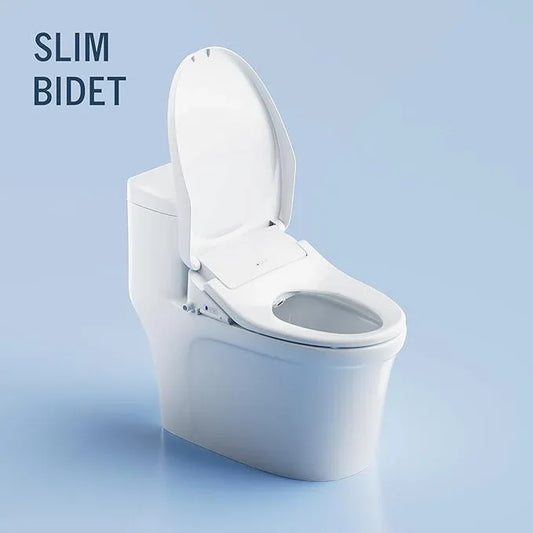 Lotus Bidet Seat ATS-850 Elongated | Slim Heated Toilet Seat with Adjustable Warm Water Wash, Wireless Remote, Stainless Steel Nozzle, Warm Dryer, LED Night Light, Child Mode, Easy DIY Installation - ModernBath