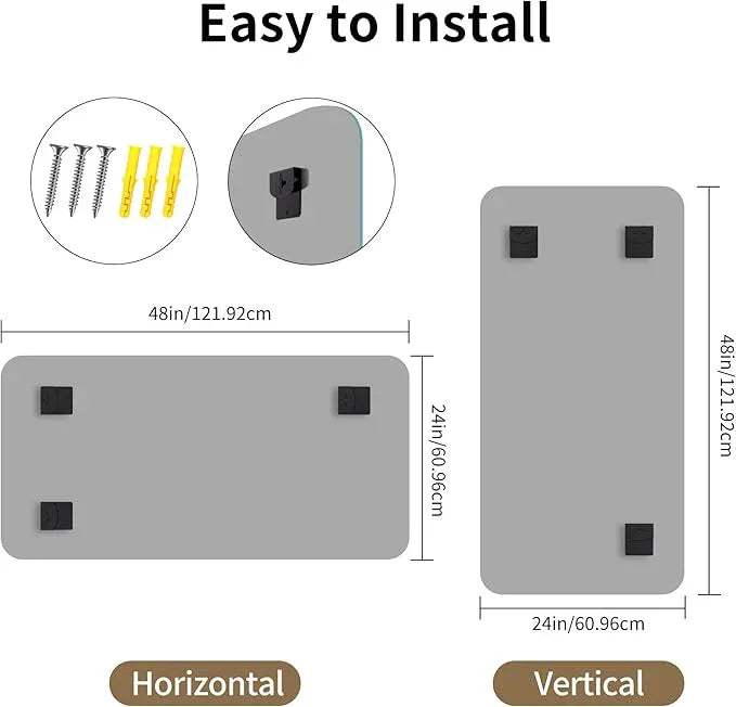 CILIBER Frameless Mirror, 24x48 Beveled Bathroom Mirror Rounded Corner, Frameless Wall Mirror Shatterproof Tempered Glass Lightweight Design for Bedroom Living Room Entryway - ModernBath