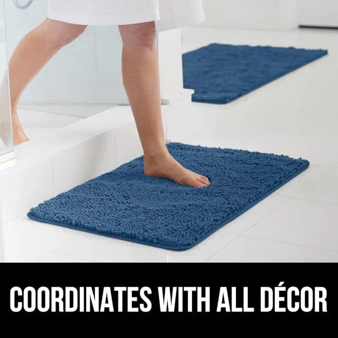 GORILLA GRIP Bathroom Rug Sets, Soft Chenille 2 Piece Area Rugs Set, Toilet Base Mat and 30x20 Carpet, Absorbent Microfiber Washable Mats Dry Quickly, Home Décor and Bath Room Accessories, Blue - ModernBath