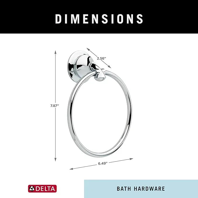 Delta Linden (1-Pack) Hand Towel Holder Polished Chrome Towel Racks for Bathroom Wall Round Towel Ring Holder for Bath Towel Hanger for Kitchen, Bathroom Accessories 79446 - ModernBath