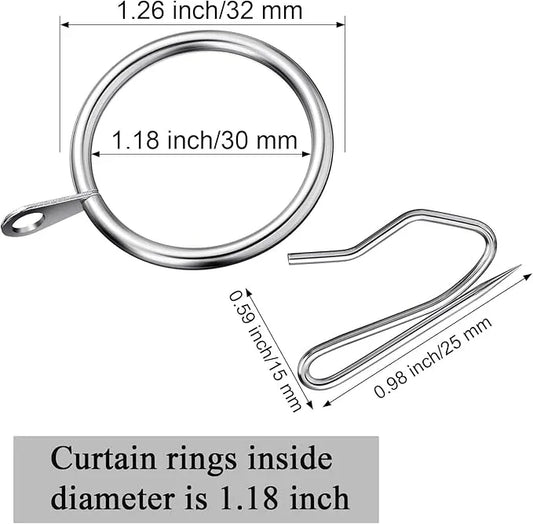 Qunclay 100 Set 0.98 Inch Metal Curtain Rings with Eyelets Curtain Hooks for Drapes and Metal Drapery Pin Drapery Hooks for Window Door Shower Bathroom Rings (Silver) - ModernBath
