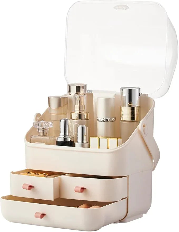 Large Makeup Organizer w Drawers Beauty Organizer Makeup Box Holder Vanity Organization Desk Countertop MakeUp Organizers Bathroom Counter Organizer Skincare Cosmetic Case Stand Dustproof Lid Gift - ModernBath