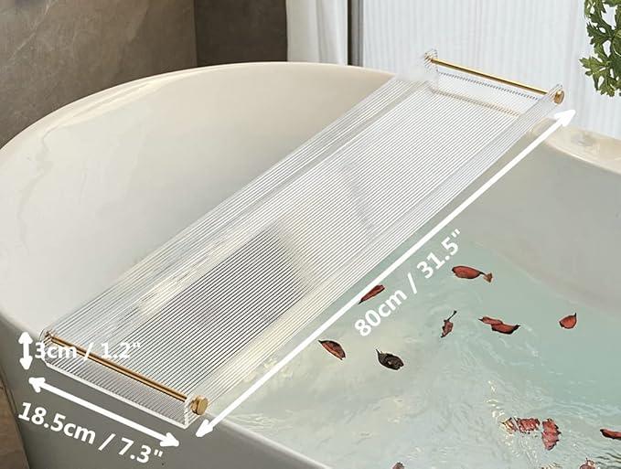 Bathtub Tray Acrylic Bath Tray Bathtub Caddy Non-Slip Bath Tub Tray Table with Gold Brushed Handles - ModernBath