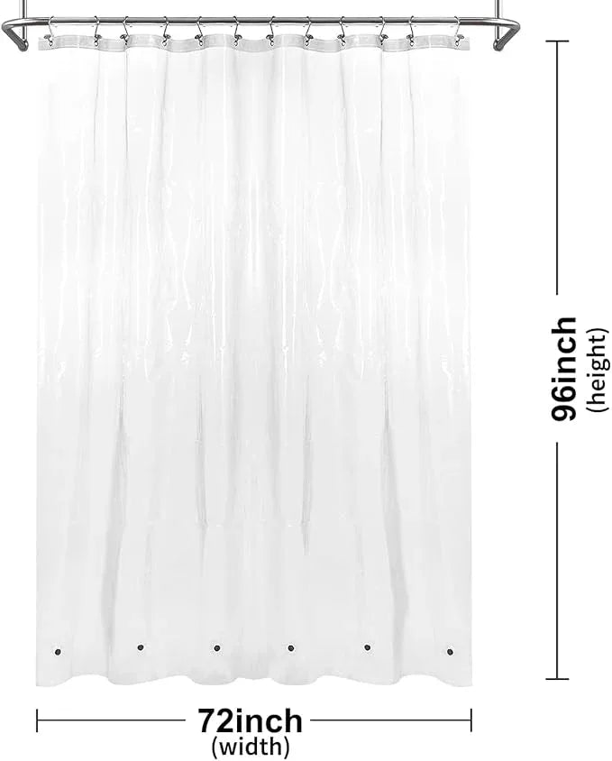 BAROSSA Design XLong Shower Curtain Liner with 96 inches Height - 6 Bottom Magnets, Waterproof PEVA, PVC Free, Metal Grommets, Clear, 72x96 - ModernBath