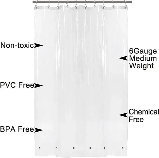 Barossa Design 60 x 72 Inches Shower Curtain Liner with 6 Weighted Magnets, Heavy Duty PEVA, 10 Grommet Holes, Waterproof, PVC Free, Clear, 60x72 - ModernBath