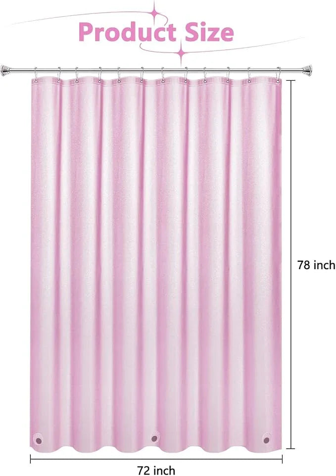 Seenus Dreamy Pink Glitter PEVA Shower Curtain Extra Long 78 Length, Waterproof Plastic Sparkle Shower Curtain Liner with 3 Large Magnets, 72x78 Inch Shimmery Rose Pink Bathroom Shower Curtain - ModernBath