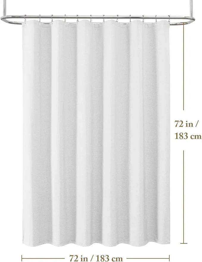 3-in-1 Fabric Shower Curtain Set,Double Waterproof Linen-Texture Shower Curtain with PEVA Liner that Fully Prevents Splashes,Soft Shower Curtain with 12 Anti-Fall Stainless Steel Hooks,72"x72" (White) - ModernBath