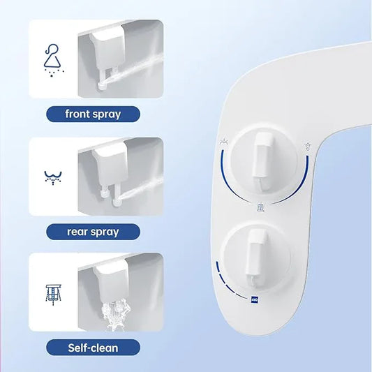 Bidet Attachment for Toilet, Toilet Bidet with Dual Self-Cleaning Nozzles, Rear and Feminine Wash, Adjustable Spray Pressure, Easy Installation, Hygienic Bathroom Accessory, Ceramic White - ModernBath