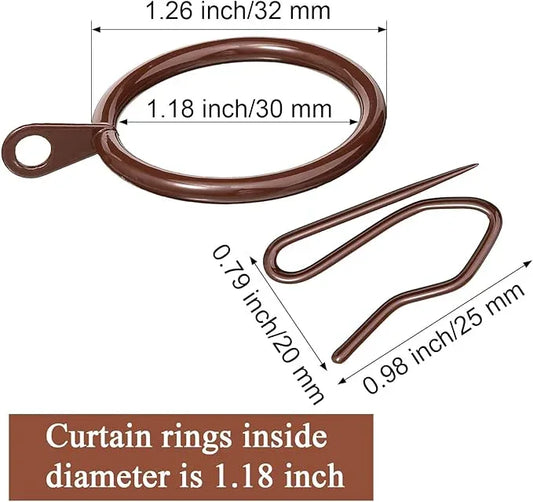 Qunclay 100 Set 1.26 Inch Metal Curtain Rings with Eyelets Curtain Hooks for Drapes and Metal Drapery Pin Drapery Hooks for Window Door Shower Bathroom Rings (Brown) - ModernBath