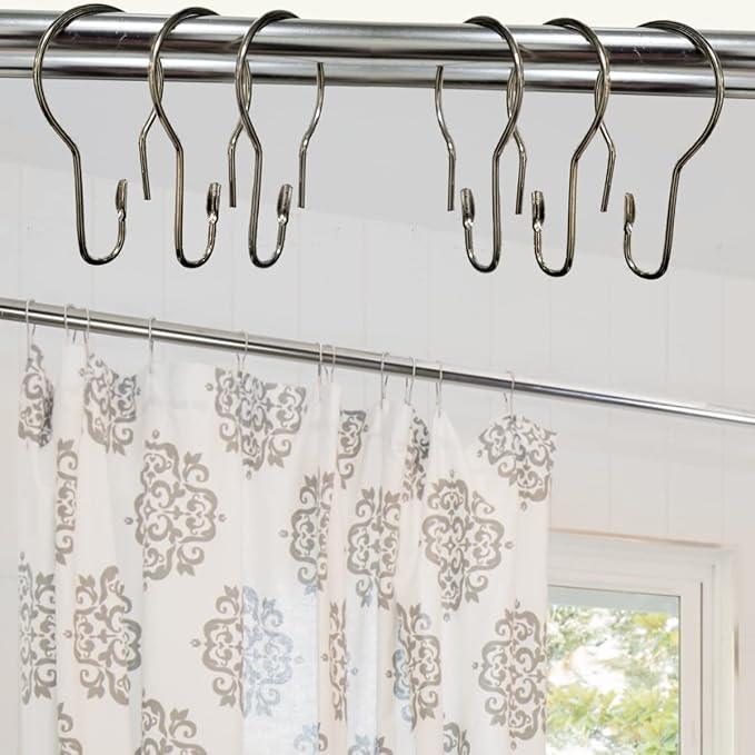 HLCM Shower Curtain Rings Hooks, Rust-Resistant Metal Shower Curtain Hooks, Stainless Steel Shower Curtain Rings for Bathroom Shower Curtain Rod (100PCS) - ModernBath