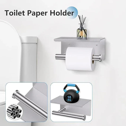 TNOMS Brushed Nickel 5 Pieces Towel Bar Set Bathroom Hardware Set Upgraded Toilet Paper Holder with Shelf,Towel Holder Set for Bathroom Stainless Steel Wall Mounted 23.6 Inch - ModernBath