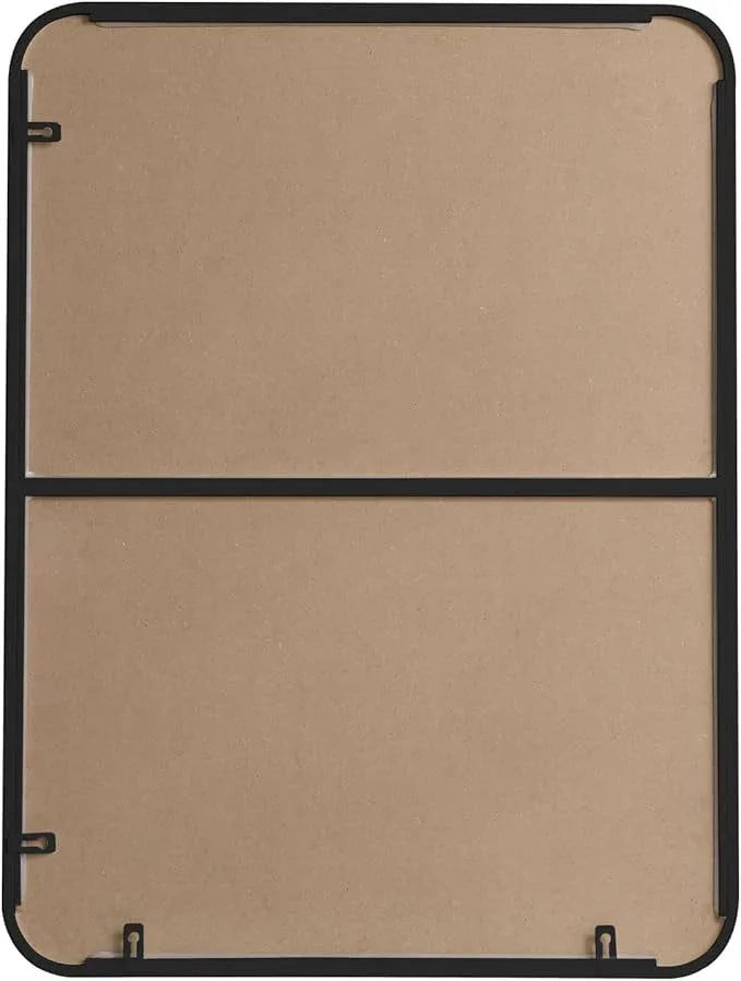 ARS Concepts Aura, Soft Corner Metal Rectangular Mirror 24X32 Inch in Black, Modern, Black - ModernBath